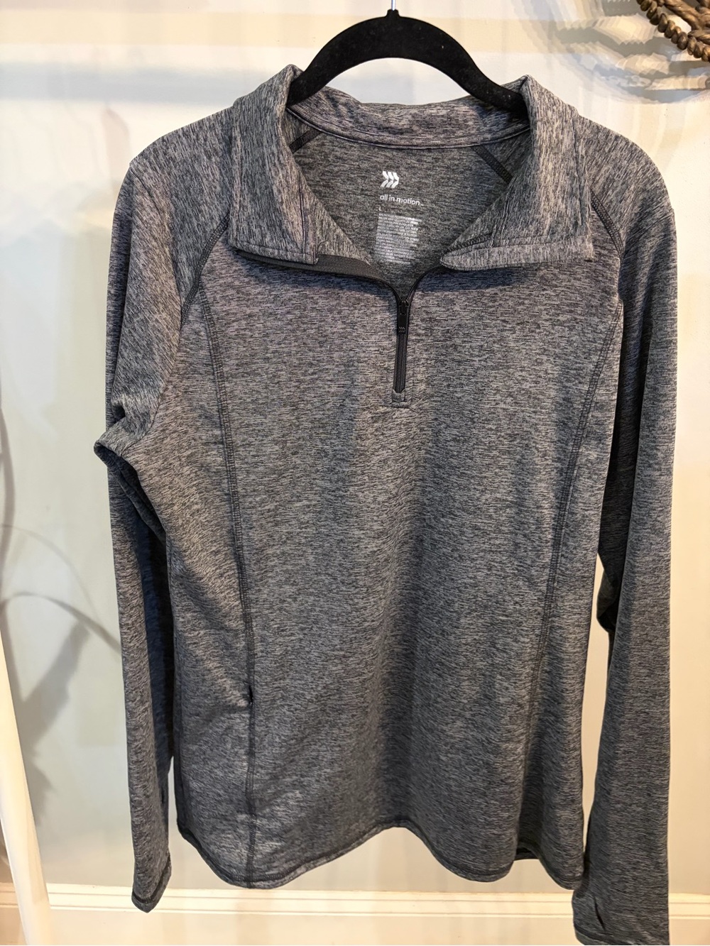 all in motion Men's Heather Gray Quarter-Zip Pullover - large